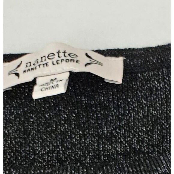 Nanette Lepore Black Lurex Ribbed Balloon Sleeve Sweater Silver Buttons sz M - Picture 9 of 9